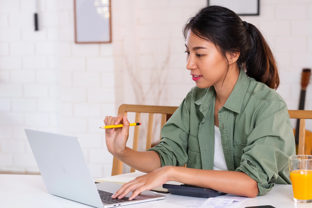 Woman working on computer